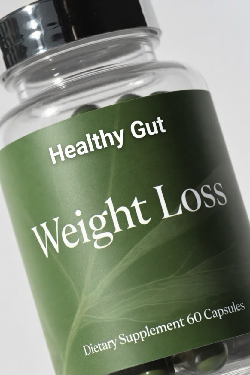 Healthy Gut Weight Loss supplement bottle with green label